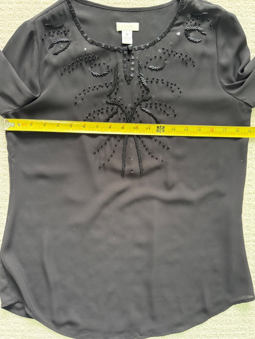 CHICO'S | Black Long Sleeve Beaded Top Sz Small - Picture 4 of 6